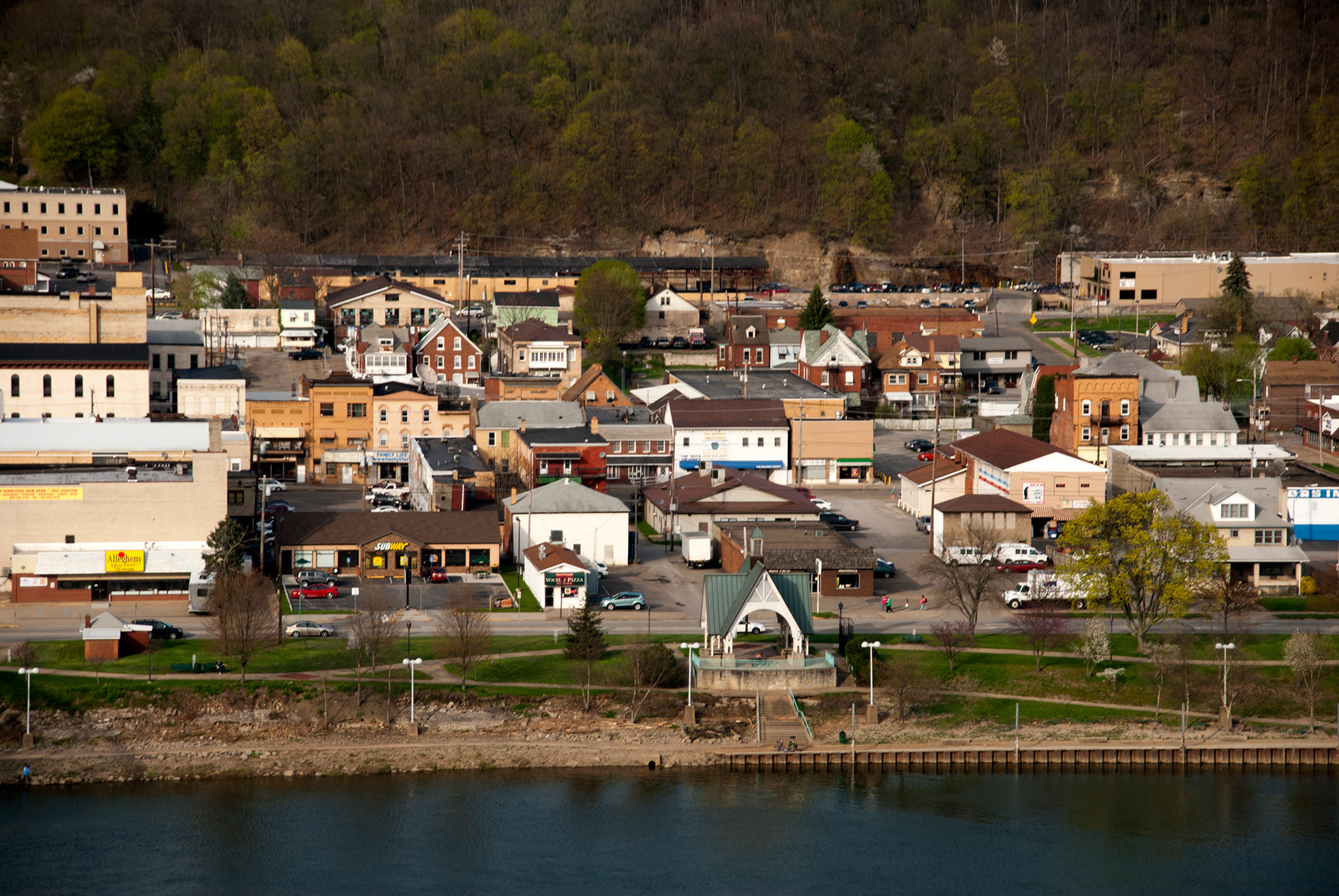 Scenic shot of Armstrong County. River in foreground.